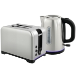 HOMCOM Simple Polished Toaster and Kettle Set - Silver Tone