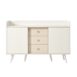 Credenza con 3 cassetti, ante scorrevoli a righe, 117,5x39,5x79 cm, Bianco