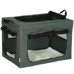 PawHut Transportbox, opvouwbaar, 3 ingangen, binnenkussen, voor honden en katten tot 4 kg/40 cm, grijs