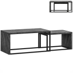 HOMCOM Set of 2 nesting coffee tables industrial design space-saving in black metal and dark grey marble effect