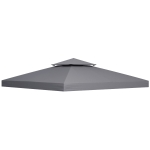 Outsunny 3(m) Gazebo Top Cover Double Tier Canopy Replacement Pavilion Roof Dark Grey