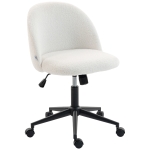 HOMCOM Teddy Fleece Office Chair with Wheels - Cream White
