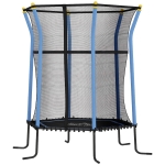 HOMCOM Trampoline pour enfant Ø 1,63 x 1,9 m filet de sécurité porte zippée 6 poteaux rembourrés inclus bleu noir