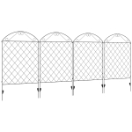 Outsunny Decorative Garden Fencing, 43in x 11.5ft Outdoor Picket Fence Panels, 4PCs Rustproof Metal Wire Landscape Flower Bed Border Edging, Black