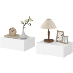 HOMCOM Jeu de 2 tables de chevet flottantes avec 1 tiroir montage mural style moderne pour chambre 40x30x15 cm Blanc