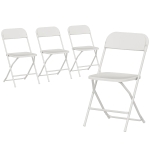 HOMCOM Set de 4 Sillas Plegables con Orificios de Drenaje en Plástico y Metal, 45x49x79.5 cm, Blanco