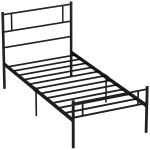 HOMCOM Single Metal Bed Frame Solid Bedstead Base with Headboard and Footboard, Metal Slat Support and Underbed Storage Space, Bedroom Furniture, Black