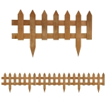 Outsunny Pack of 12 Wooden Border Fences, Garden Fixed Picket Fence for Lawn Edging, Flowerbed, 60L x 1D x 34H cm, Brown