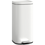HOMCOM 30L Kitchen Bin, Compact Pedal Bin with Soft-Close and Stay-Open Lid, Removable Bucket for Kitchen, Home, Office, Cream