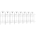 Outsunny Decorative Garden Fencing, 8PCs 44in x 12.5ft Outdoor Picket Fence Panels, Rustproof Metal Wire Landscape Flower Bed Border Edging, Black