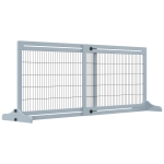 PawHut Freestanding Dog Gate, Foldable Pet Fence, Indoor Wood Barrier, Stair Gate with Support Feet, for Doorway, Hallway, Small and Medium Dogs, 69H x 104-183 cm, Blue-grey