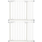 PawHut Lot de 2 barrières de sécurité pour chien animaux sans perçage avec fermeture automatique largeur 76-103 cm blanc