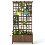 Outsunny Jardinière de jardin avec treillis pour plantes grimpantes en bois d'épicéa, 90x45x183 cm, Marron