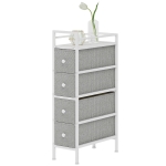 HOMCOM Commode 4 tiroirs en tissu, cadre en acier, commode pour chambre, petits espaces, salon, dressing, gris clair