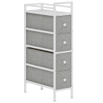 HOMCOM Kommode mit 4 Stoffschubladen, Stahlrahmen, Schlafzimmerkommode für kleine Räume, Wohnzimmer, Ankleidezimmer, Hellgrau