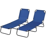 Outsunny Lot de 2 chaises longues pliantes transat jardin dossier réglable 5 positions jusqu'à 120 kg