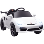 AIYAPLAY Auto Elettrica per Bambini Polizia con Telecomando Motore Doppio Sirena Ruote di Supporto Musica e Fari Bianco