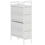 HOMCOM Kommode mit 4 Stoffschubladen Stahlrahmen Schlafzimmerkommode für kleine Räume Wohnzimmer Ankleidezimmer Weiß