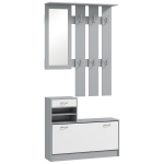HOMCOM Set de Mobilier pentru Hol cu Raft pentru Pantofi, Oglindă și 2 rafturi Reglabile, 90x24x177 cm, Gri