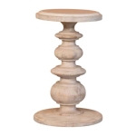 Solid Mango Wood Accent Table with Eco‑Conscious 100% Solid, Hand‑Finished Circular Desk with Durable Construction, 38L x 38W x 60H cm, Beige