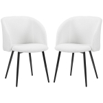 HOMCOM Conjunto de 2 Cadeiras de Sala de Jantar com Encosto em Tecido Efeito Lã Bouclê Pernas em Aço 55x62x80 cm Branco Preto
