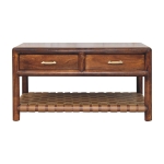 Solid Mango Wood Regency Woven Console Table with 4 Drawers, Desk for Display and Easy Organisation, 55L x 85W x 45H cm, Brown