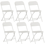 HOMCOM Set de 6 sillas plegables, sillas plegables con orificios de drenaje, marco de acero, uso versátil, blanco
