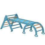 AIYAPLAY Triângulo de Escalada 7 em 1 com Arco e Rampa Escalada para Crianças de Madeira Dobrável para 18-48 Meses 188x70 cm Azul
