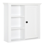 HOMCOM Armoire Murale de Salle de Bain Meuble Suspendu WC Placard 1 Porte 3 niches dim. 53L x 14,5l x 50,5H cm en bois Blanc