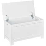 HOMCOM Panca Contenitore Multiuso in Legno MDF, 2 Maniglie e Apertura con Blocco di Sicurezza, 81x40x46cm, Bianco