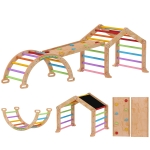 AIYAPLAY Triângulo de Escalada Infantil com Rampa Reversível Escorregador Baloiço e Estrutura de Escalada Multicolorido