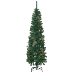HOMCOM Künstlicher Weihnachtsbaum, schlank, Tannenzapfen, flammenhemmend, 46 x 165 cm, Grün