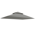 Outsunny Copertura per Gazebo da Giardino per Barbecue 1.52x2.44 m a 2 Livelli in Poliestere Grigio Chiaro