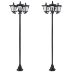 Outsunny Set 2 Lampioncini Solari da Esterno a 3 Luci Impermeabili IP44, 51.5x47x182.5cm, Nero