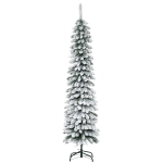 HOMCOM Künstlicher Weihnachtsbaum, schneebedeckt, schmales Design, feuerfest, 180 cm, Grün/Weiß