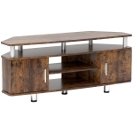 HOMCOM Móvel para Tv para Televisores Até 55" com Grande Tampo Armários com Portas e Compartimento Aberto Castanho