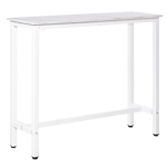 HOMCOM Table de bar table haute de cuisine mange-debout 120 x 40 x 100 cm châssis piètement acier, plateau aspect marbre blanc