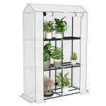 Outsunny 40 x 100cm Three Shelf Steel Frame Greenhouse - White