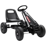 AIYAPLAY Kart a Pedais Go-Kart para Crianças Assento Ajustável Pneus Eva Embraiagem Manual e Freio 110x61x62 cm Preto