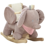 AIYAPLAY Schommeldier, Olifant-schommel, interactieve dierengeluiden, houten frame, voor kinderen 1,5-3 jaar, 65 x 35 x 50 cm, Bruin