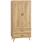 HOMCOM Armoire à vêtements armoire de rangement 2 portes et 2 tiroirs avec tringle - 80 x 54 x 180 cm
