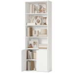 HOMCOM Bibliothèque Armoire à livres avec 4 compartiments ouverts et 2 portes pour le salon et le bureau 59x29x180 cm Blanc