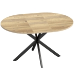 HOMCOM Uitschuifbare ronde eettafel voor 4-6 personen, 100-135 cm, keukentafel met X-vormig stalen onderstel, natuurhout, zwart