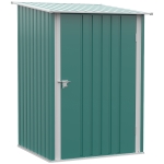 Outsunny Metalen tuinhuis, tuinschuur met schuin dak, afsluitbare deur, buiten, 100x103x160 cm, groen
