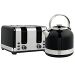 HOMCOM Polished Stainless Steel Kettle and Toaster Set - Black