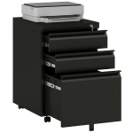 HOMCOM Caisson de bureau mobile rangement bureau sur roulettes 3 tiroirs verrouillables 39 x 48 x 60 cm noir
