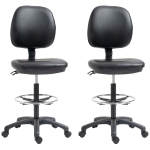 Vinsetto Lot de 2 tabourets à roulettes réglable en hauteur 69-91 cm avec dossier inclinable et repose-pieds réglable