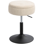 HOMCOM Tabouret de bar avec rangement Hauteur réglable Tabouret de cuisine rond Pivotant Revêtement en chenille Beige