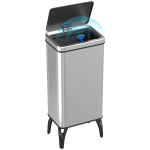 HOMCOM Poubelle de Cuisine Automatique 50 L, Poubelle de Cuisine en Acier Inoxydable avec Capteur Infrarouge, Fermeture Douce, Argent