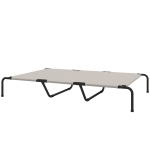PawHut Lit pour chien d'extérieur surélevé pour grandes races, avec cadre en acier, tissu mesh respirant, 152x94x23 cm, Beige